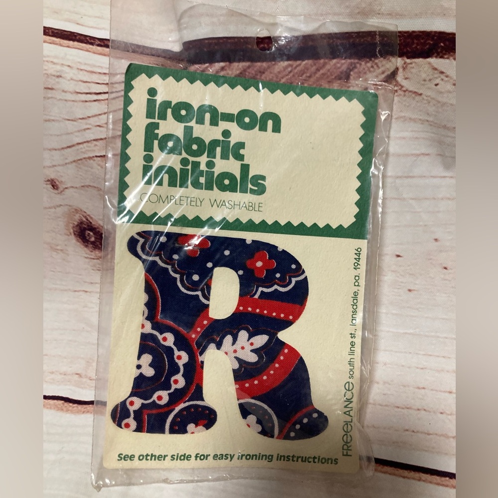 Initial R iron on patch-NEW-red/white/blue